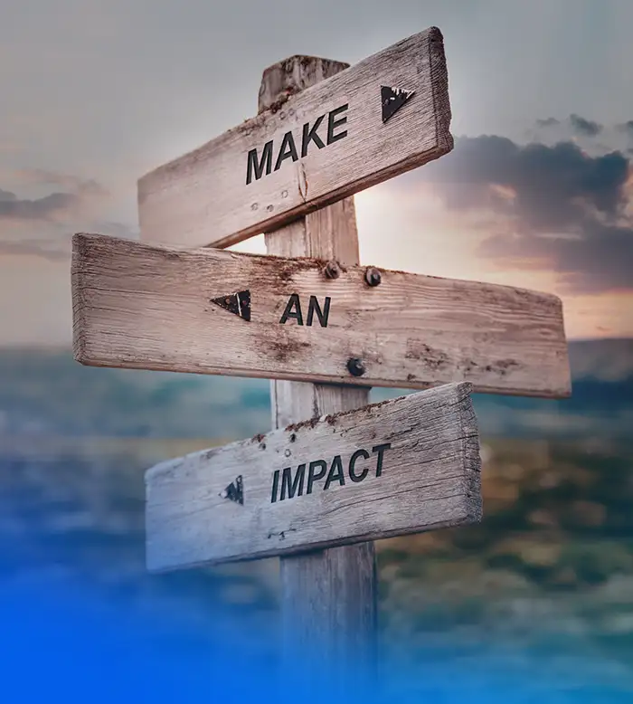 Agentur Credo Das Credo der Agentur als Wegweiser ausgedrückt "Make", "AN", "Impact"